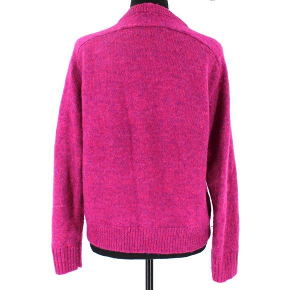 J. Crew Relaxed Saddle Sleeve Pullover Crewneck Sweater Heather Fuchsia X-Small - Picture 5 of 9